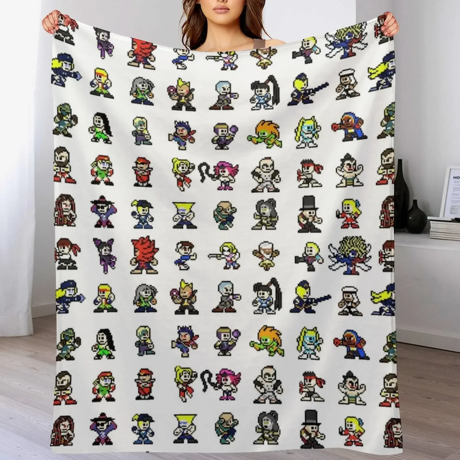 

Sfv Full roster Chibi Pixels Throw Blanket Bed covers Warm decorative halloween Blankets