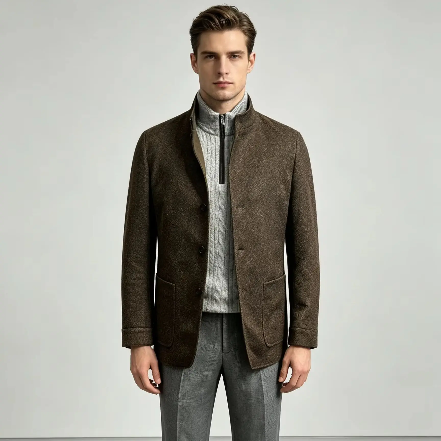 Men's New Autumn and Winter Retro Lapel Wool Suit Single-Breasted Design Slim-Fit Jacket Business Casual Wear Coat