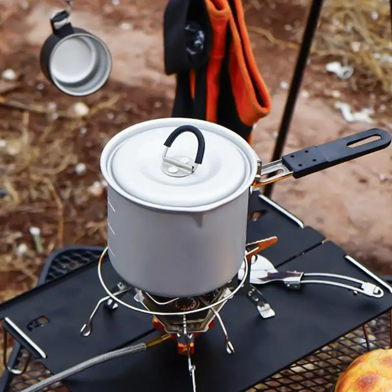 

Outdoor Camping Pot 700ml Aluminum Alloy Stockpot With Handle Lightweight Design Cooking Tool For Hiking Camping Picnic Barbecue