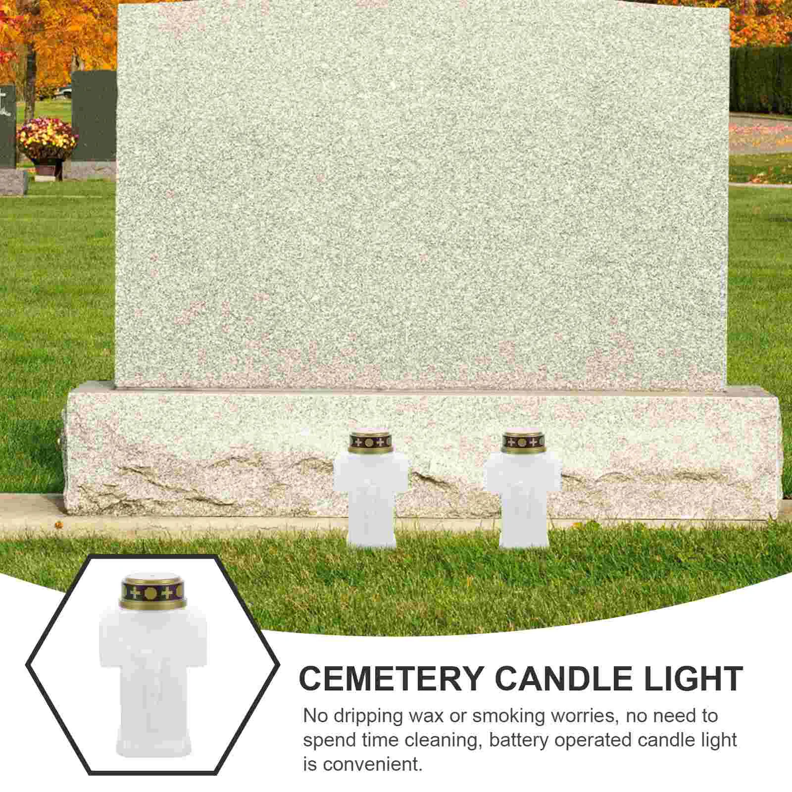 Cemetery Light Lights for Lamp Flameless Grave Lamps Candles Powered Pet Decorative Electric