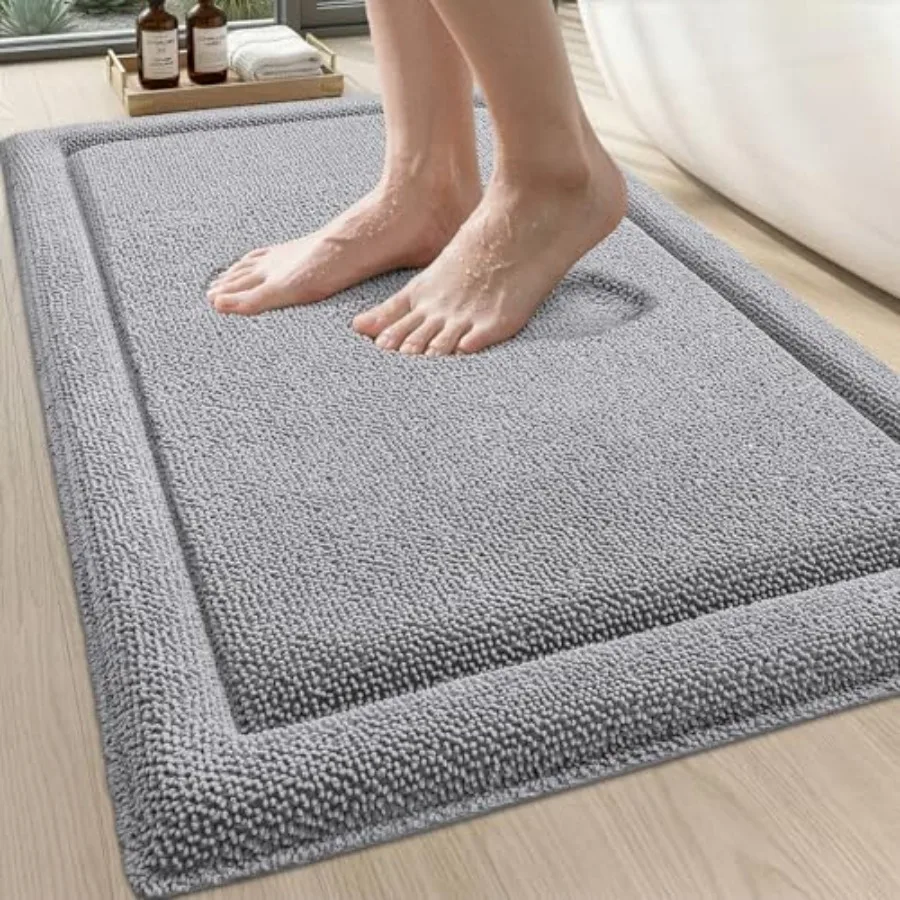 

Memory Foam Bath Mat 36x24, Soft Absorbent Chenille Bathroom Rug, Non Slip Quick Dry Bath Mats for Bathroom, Thick Plush Floor