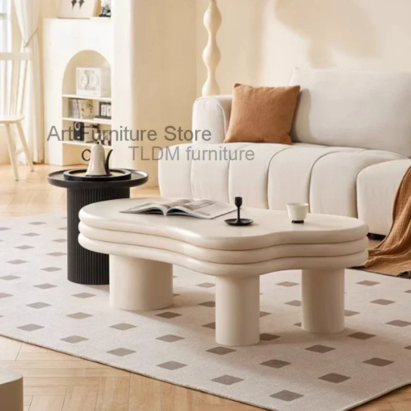 

Waterproof White Coffee Table Wooden Minimalist Designer Italian Coffee Tables Unique Sofa Side Mesas Bajas Home Decorations