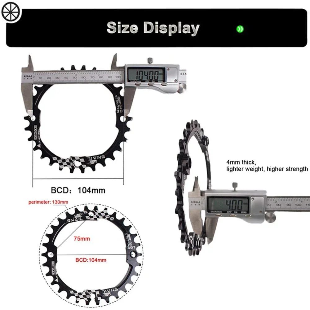 SNAIL Chainring 104bcd 30T Round Chainwheel Narrow Wide MTB Crankset Plate Mountain Bike Tooth Plate BCD 104 Chain Wheel