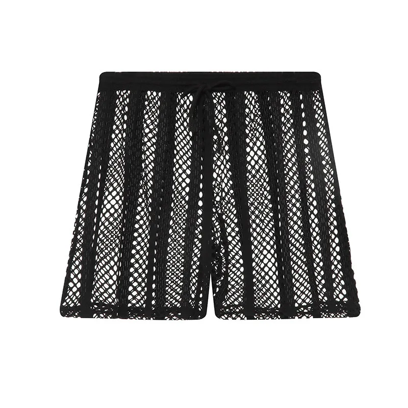 

Men's Boxy Underwear Casual Aro Pants Youth Beach Board Shorts Teenagers Loose Striped Mesh Transparent Summer Seaside Beachwear