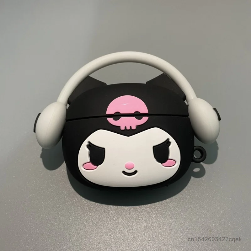 Sanrio Kuromi śliczne silikonowe luksusowe etui ochronne na zestaw słuchawkowy odporne na wstrząsy dla Airpods 1 2 3 generacji Pro Bluetooth osłona