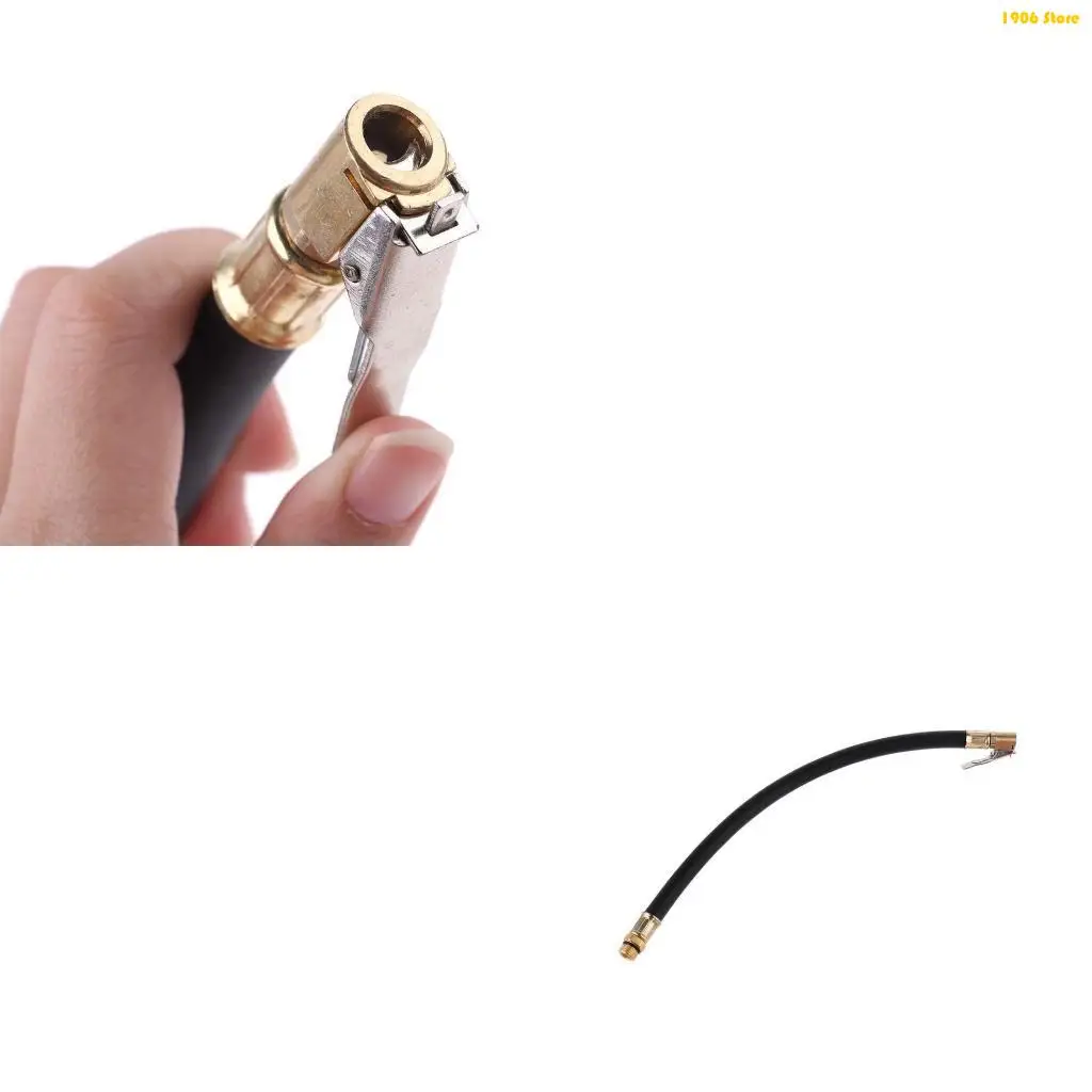 U1JB Locking Air Chuck with Air Hose & 1/4IN Tire for Valve Fine Thread Air Inflator Hose Adapter for Twist On Convert to Loc