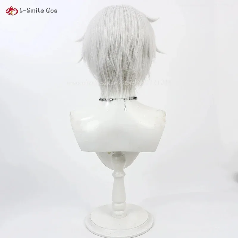أنيمي نينا سيت تأثيري 30 سنتيمتر قصيرة الفضة الأبيض شعر مستعار مقاومة للحرارة الاصطناعية الشعر دور اللعب ازياء الباروكات للرجال والنساء