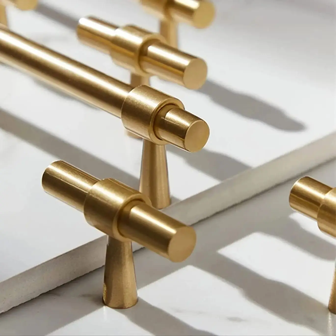 Modern Solid Brass Cabinet Handles T Bar Dresser Drawer Knobs Light Luxury Bookcase Wardrobe Pulls Kitchen Cupboard Door Handle