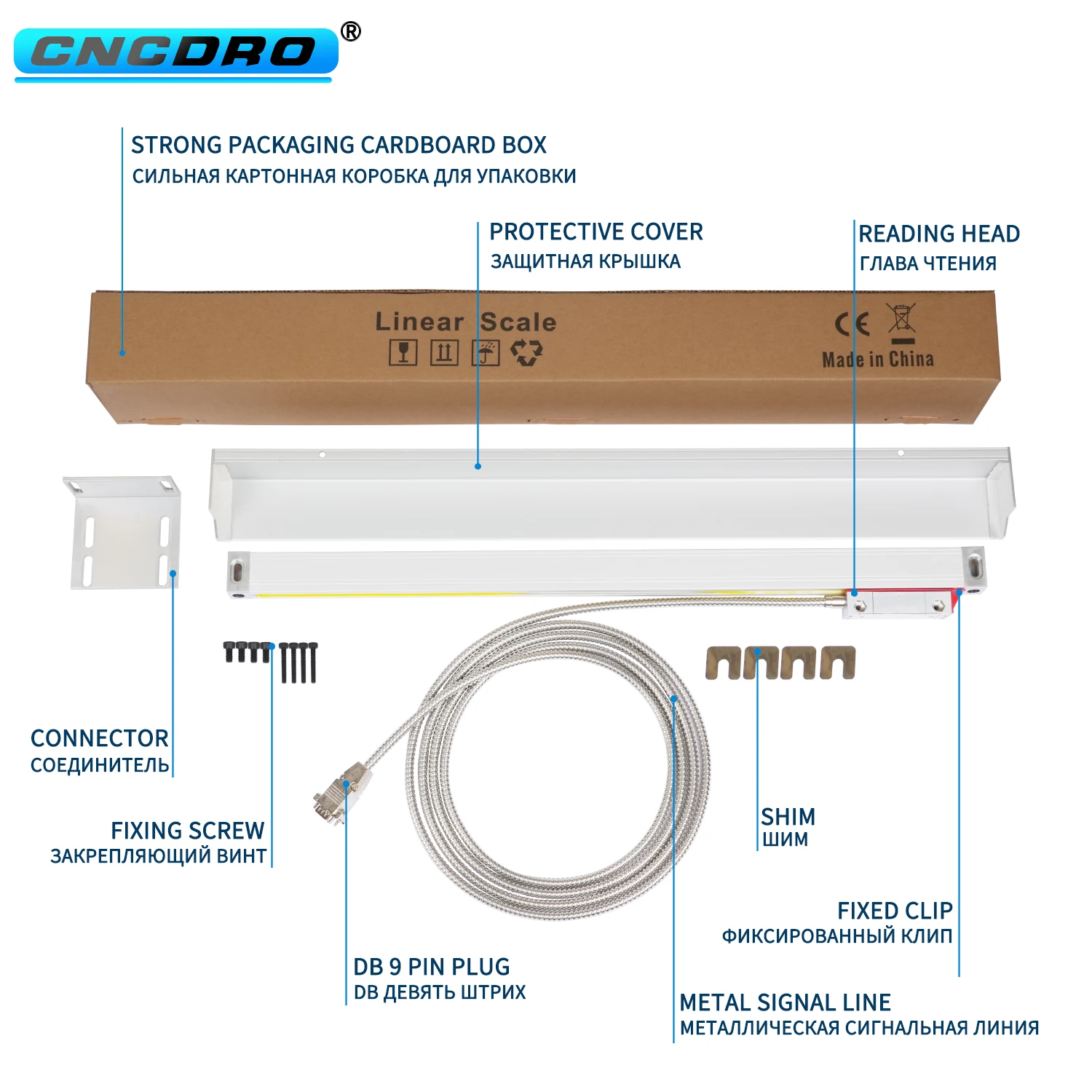 KA Series Linear Optical Scale 50-1000mm Range 0.5um 1um 5um Resolution CNC Lathe Mill High Precision Measurement Sensor Tool