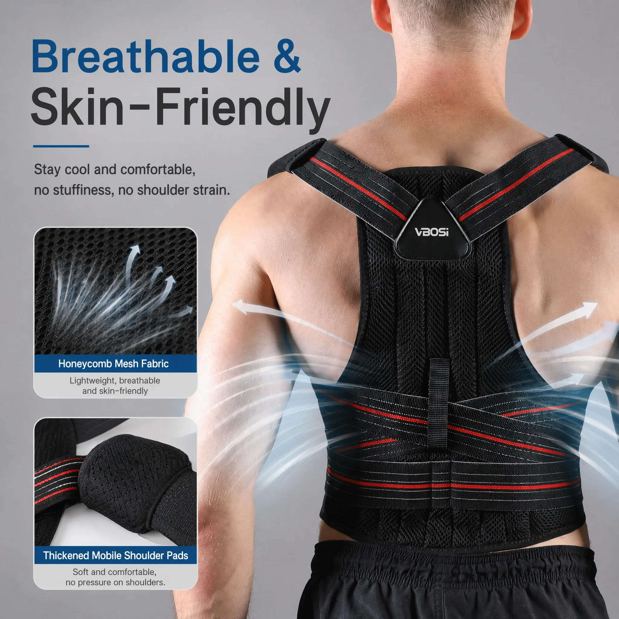 Back Posture Corrector Brace Adjustable Shoulder Support Belt for Men Women Humpback Relief Spine Alignment Back Straightening view 3