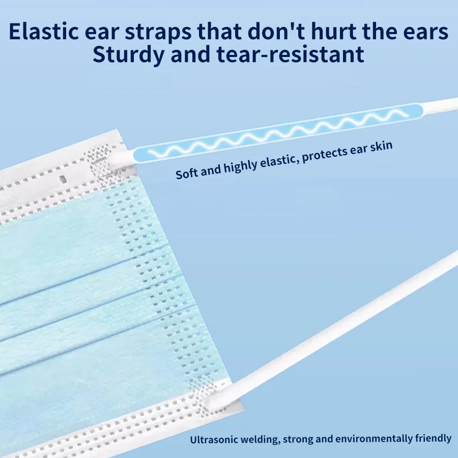 100Pcs Disposable Adults individual package Masks Filter Meltblown Non-wove Face mask blue Breathable Protective masque mask