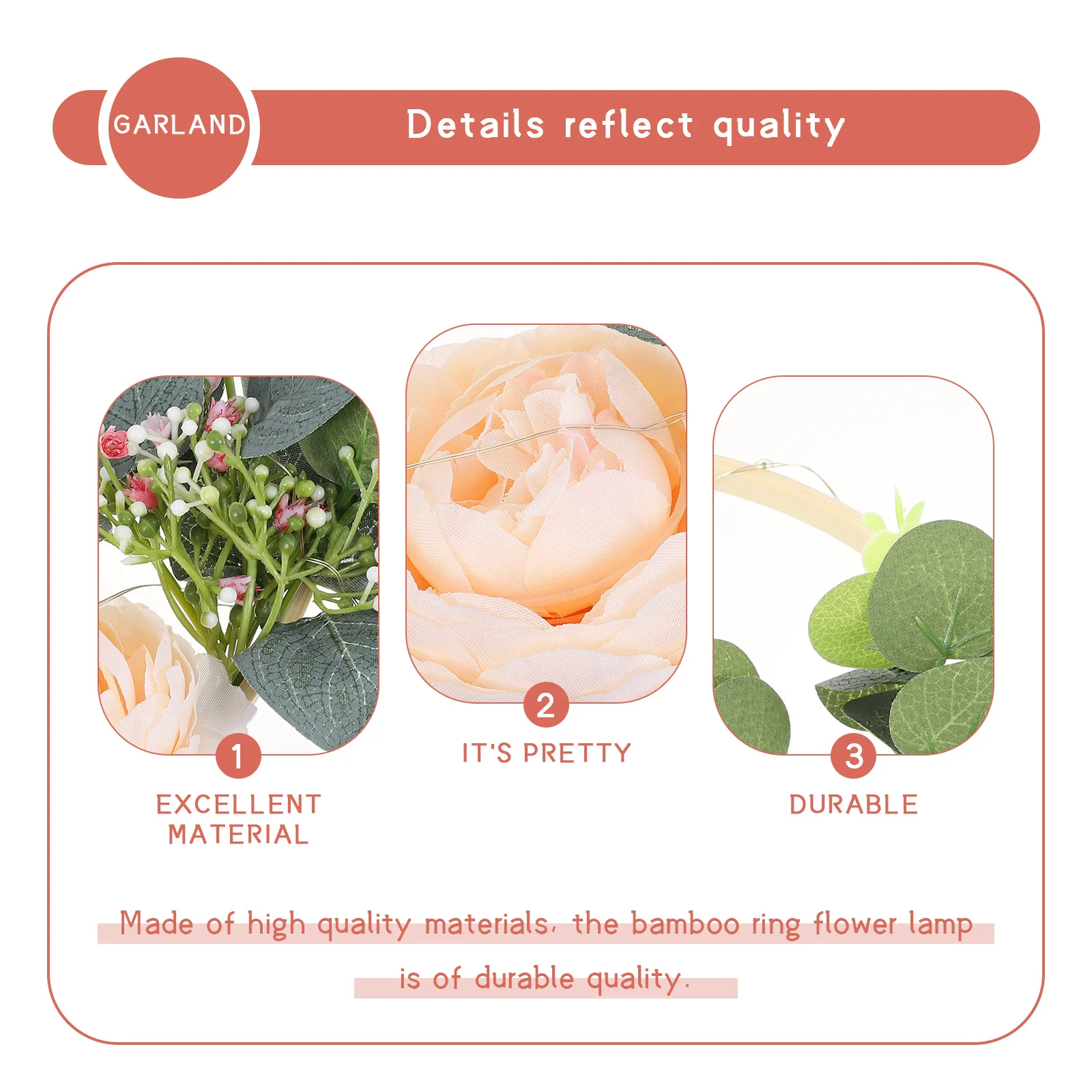 

1Pcs Bamboo Flower Ring Lamp Simulation Ribbon Hanging Pendant Decorative Hanging Decor Wall Light for Home Restaurant Cafe