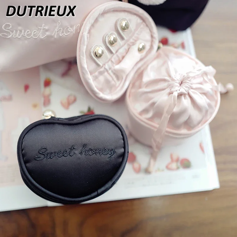 Cute Princess Jewelry Bag Japan and Korea Creative Heart Storage Box Travel Portable Ring Bracelet Sweet Women's Bags