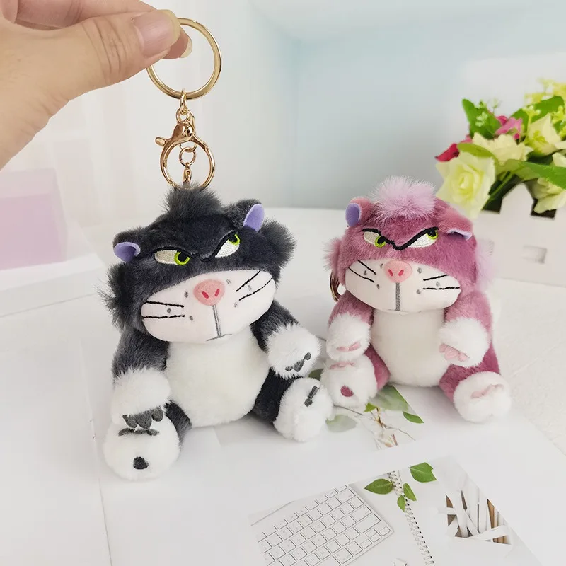 12cm Disney Lucifer Plush Keychain Doll Kawaii Lucifer Bag Pendant Plush Stuffed Toy Cat Backpack Key Ring Kids Birthday Gift