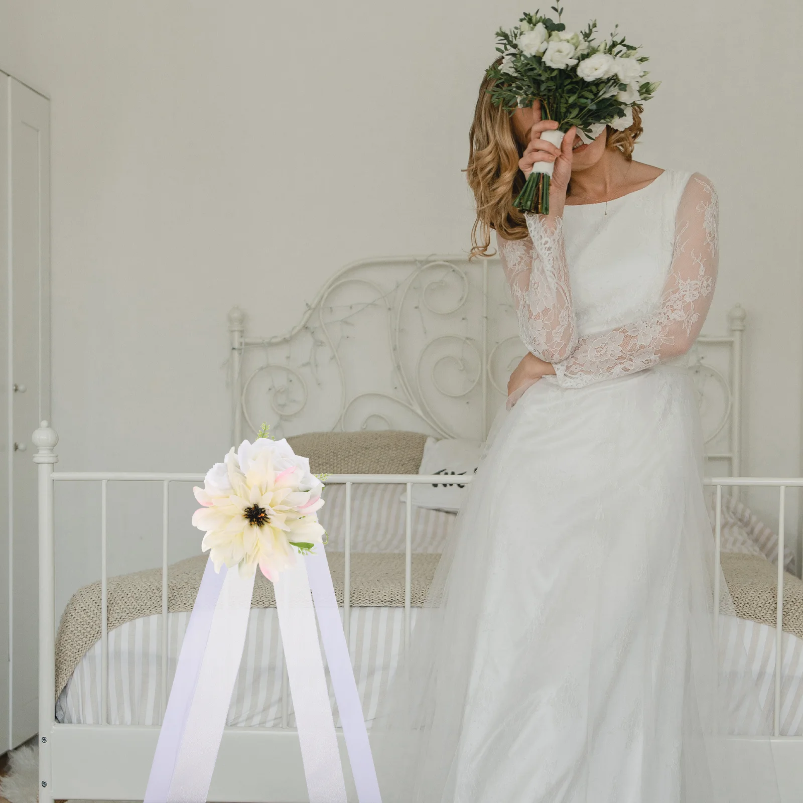 

Artificial Flower Curtain Tiebacks Realistic Floral Holdbacks for Wedding Chair Decorations Bridal Shower Drapes