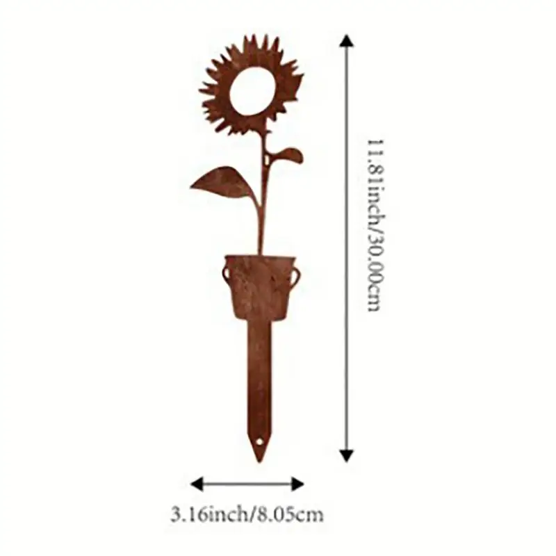 1/10Pcs Butterfly Flower Metal Garden Stake Anti Rust Outdoor Pathway Yard Garden Decorative Stake