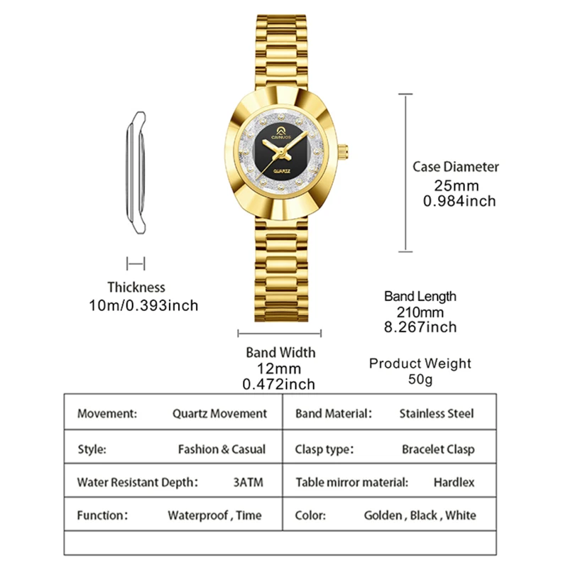 2025 Orologio da coppia con cinturino in acciaio inossidabile dorato, marchio di lusso con diamanti, abito casual e orologi da banchetto