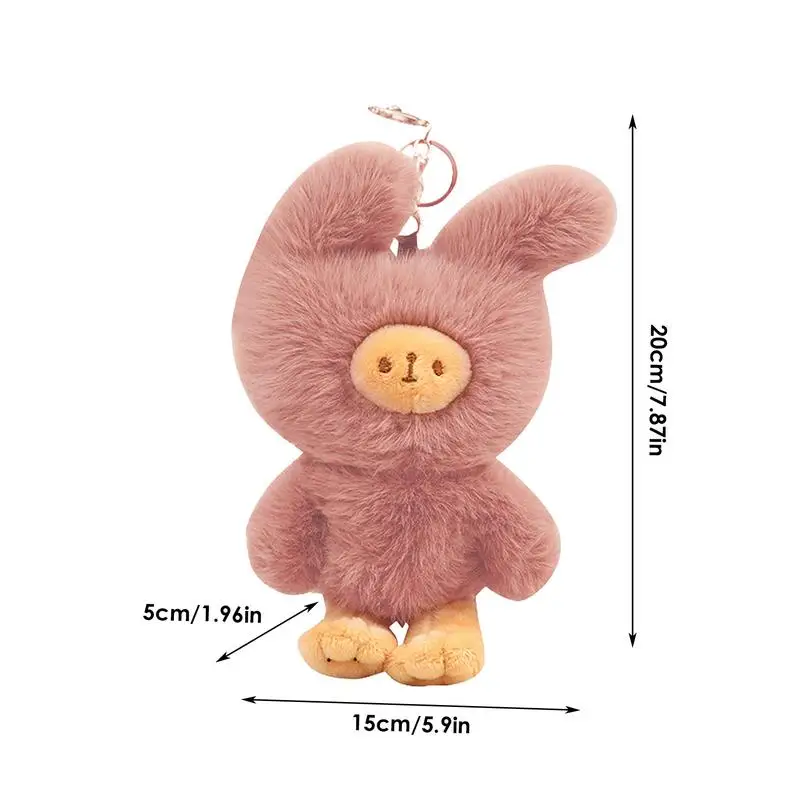 Bear Plush Key Chain Bunny Clothing Bear Purse Charm Key Charm Stuffed Keychain Key Holder Bag Pendant For Women Girls