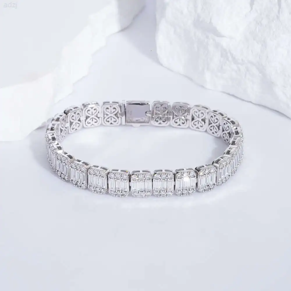 Moissanite Tennis Bracelet New Design Tennis Chain with d Color Moissanite Stone 14k White Gold