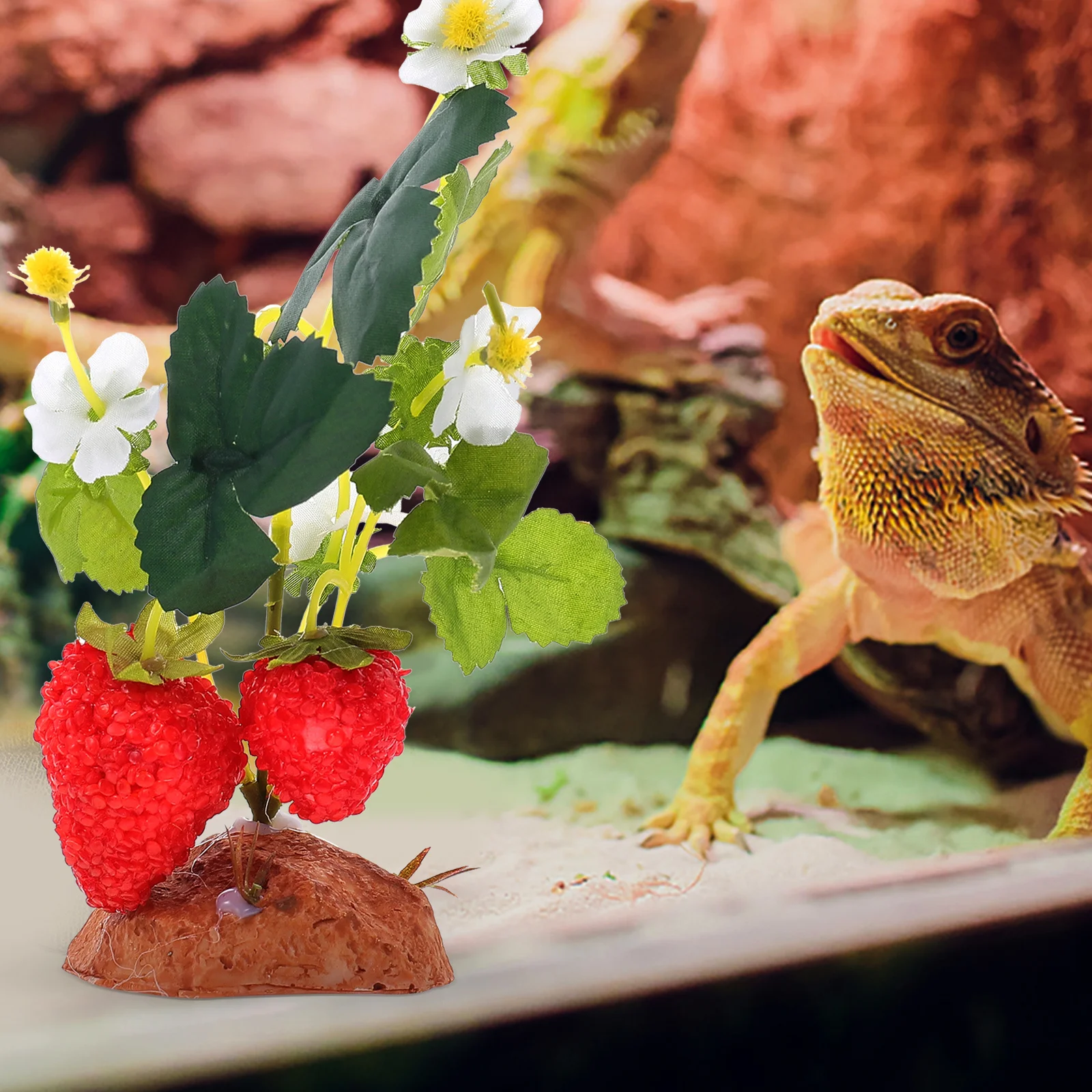 

Reptile Hidden Plant Terrarium Fake Plant Decor for Reptile Tank Accessories Artificial Resin Green Plants Landscape