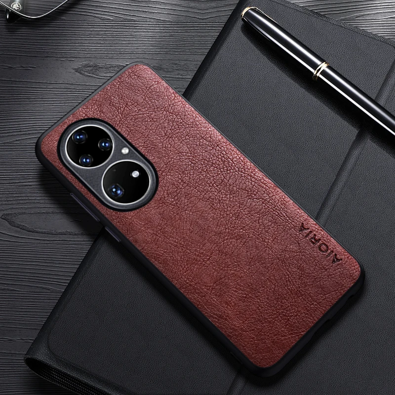 Case For Huawei P50 Pro Simple Design Luxury Leather Business Cover For Huawei P50 Pocket Case