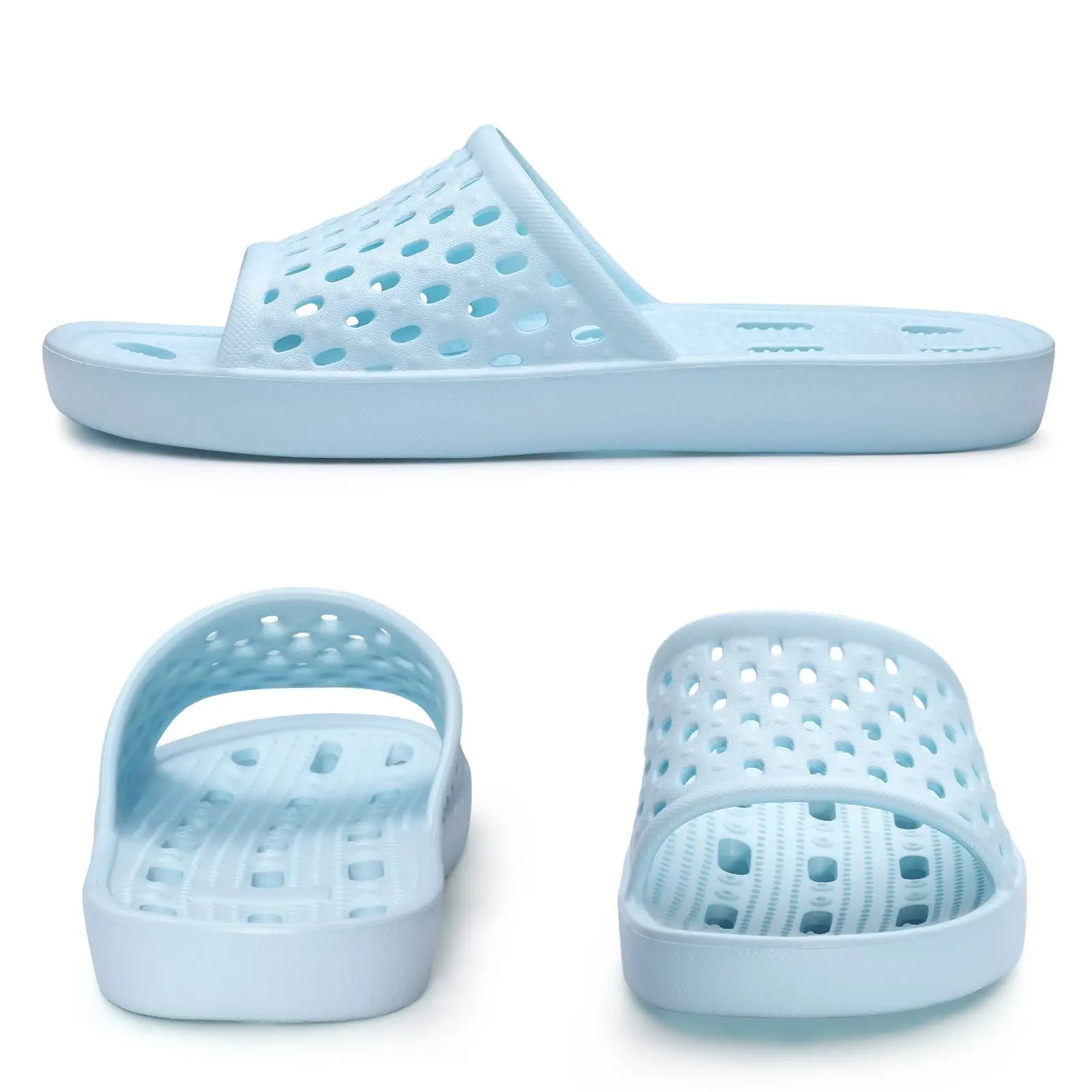 Shevalues Schnelltrocknende Damen-Duschpantoffeln, flache Slip-On-Hausschuhe, bequeme Badezimmer-Slides, rutschfeste Pool-Sandalen für den Fitnessbereich – Detail 26