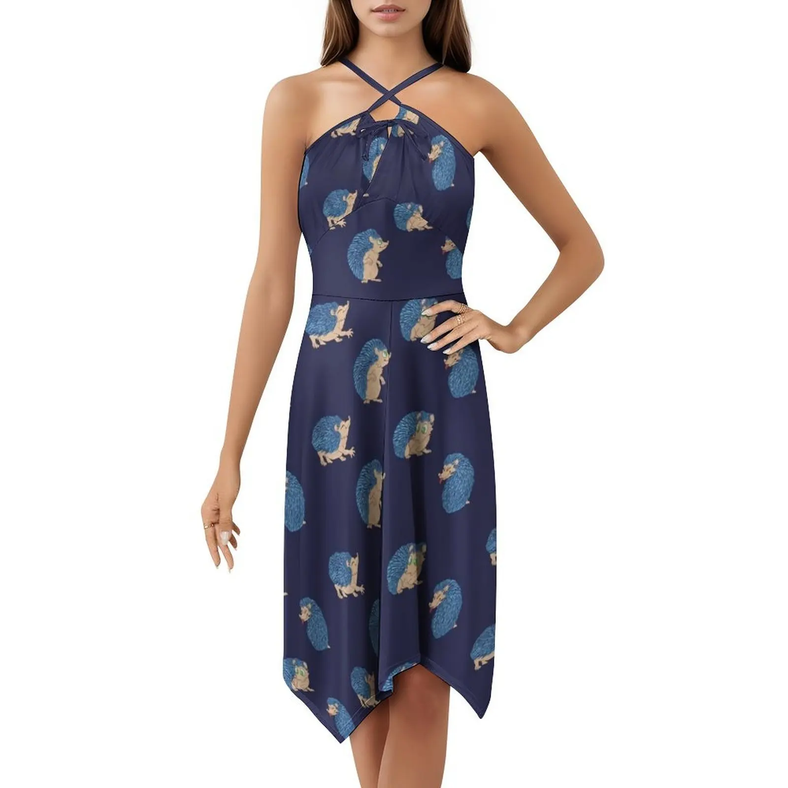 نمط القنفذ (النسخة الزرقاء) فستان الحفلات النسائية ملابس الشارع الشهير ملابس النادي المطبوعة العصرية للإناث القنافذ القنفذ #5
