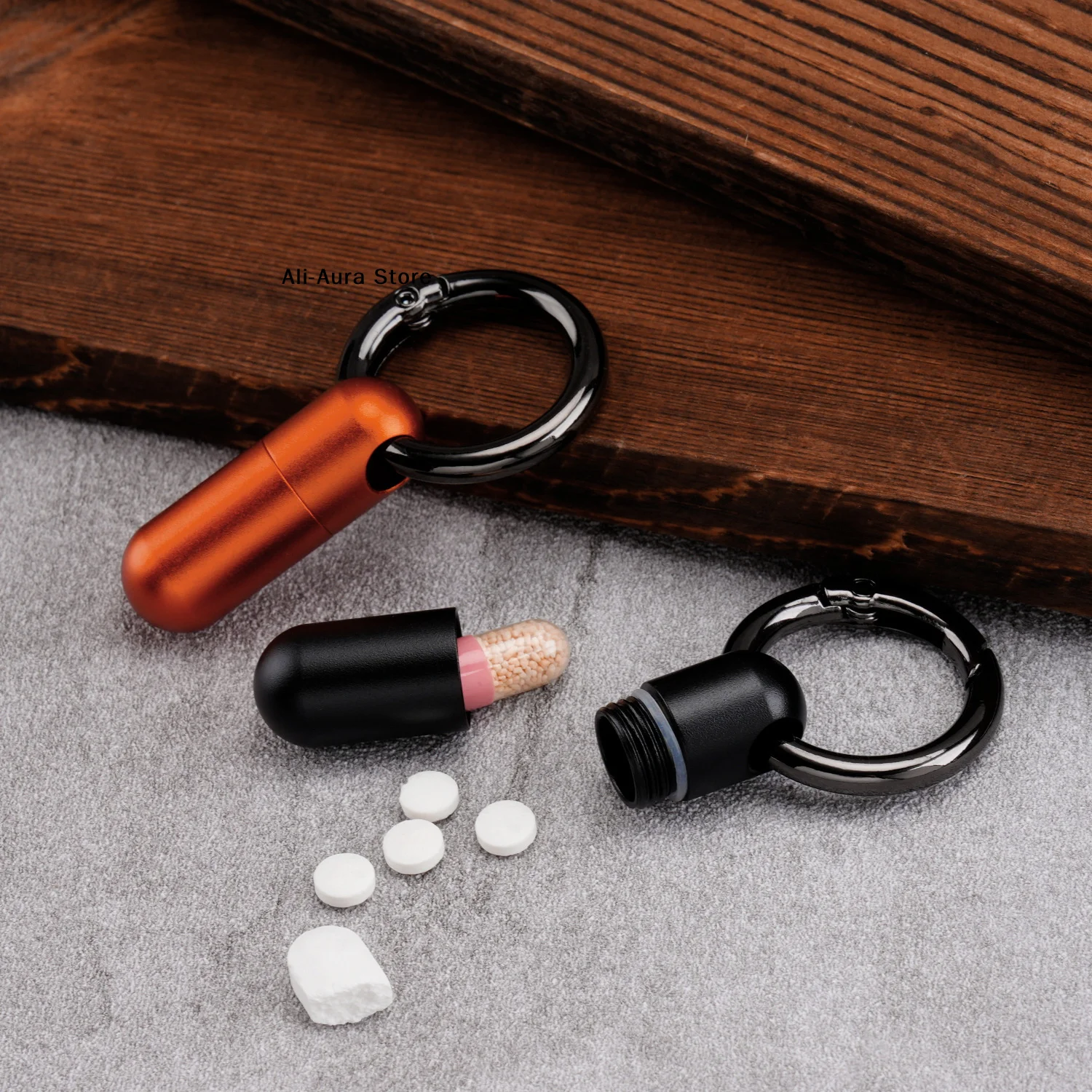 1Pcs Aluminum Alloy Waterproof Bunker Portable Small Pill Box Sealed Keyring Mini Carry-on First Aid Pill Bottle