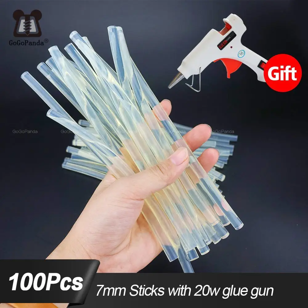 

100PCS Non-Toxic 7 * 190mm Adhesive Craft Sticks Desinger Power Tool Hot Melt Glue Sticks Transparent with Gift