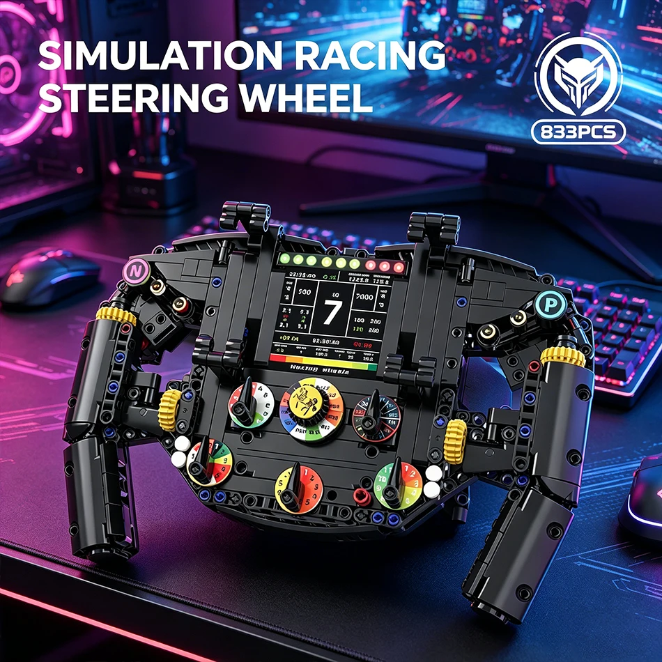 

MOC Technical Racing Cars Steering Wheel Model Building Blocks Bricks Toys Creative Phone Holder Home Ornaments for Adults Gifts