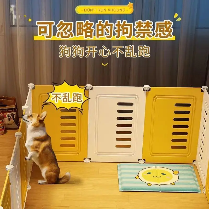 Household Small Dog Fence with Large Free Space, Indoor Isolation Pet Dog Cage and Toilet Training Fence & Kennel