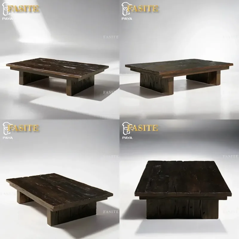 For Ancient Wood Split Level Minimalist Coffee Table Living Room Furniture Modern Design Sturdy Structure Home Decor