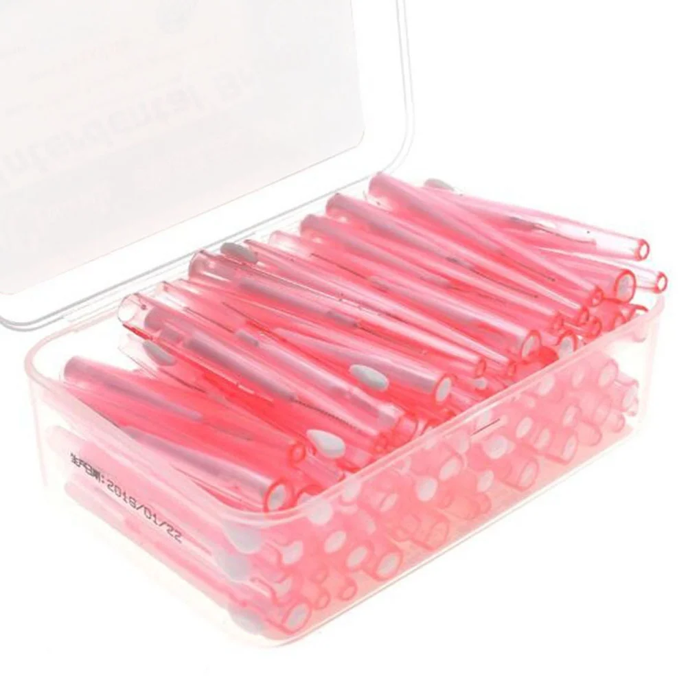 

60pcs Interdental Floss Pick For Teeth Cleaning Oral Care Floss Brush Tool Braces Crowns Bridges Adults Pink