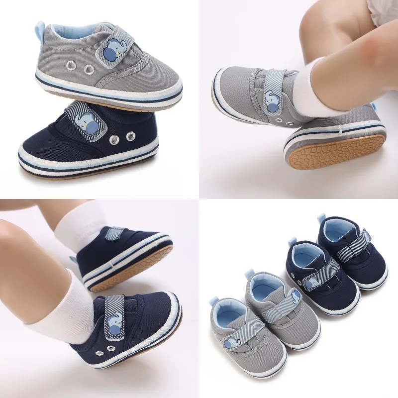 Spring And Autumn New Baby Elephant Pattern Magic Sticker Baby Boy Soft Rubber-Soled Outdoor Breathable Walking Shoes