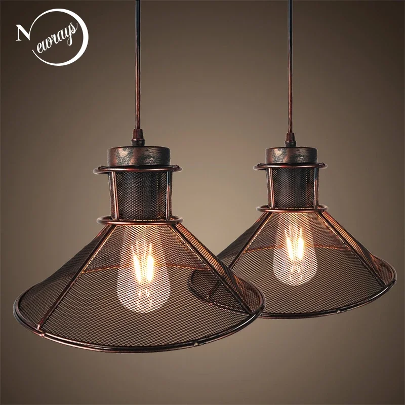 

Loft Vintage Umbrella grid iron Metal Pendant Lamp pendant lights illumination Lighting For Kitchen/Cabinet bedroom bar
