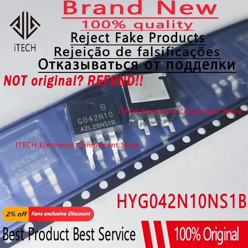 

ТРАНЗИСТОР полевой HYG042N10NS1B G042N10 TO-263 N-channel 100V 160A, 10 шт./партия, оригинальный, 100% новый и подлинный