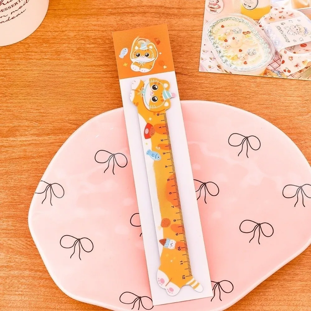12cm Cartoon Cat Magnetic Ruler Kawaii Cute Design Magnetic Kawaii Stationery Ruler Irregular Shape Cartoon Cat Pattern