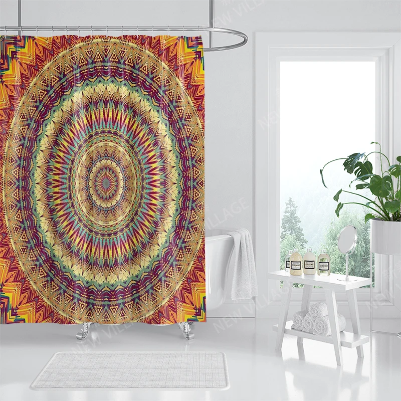 Waterproof fabric shower curtains Bathroom curtain accessories Bath curtain 180x200cm 240*200cm boho decoration vintage mandala