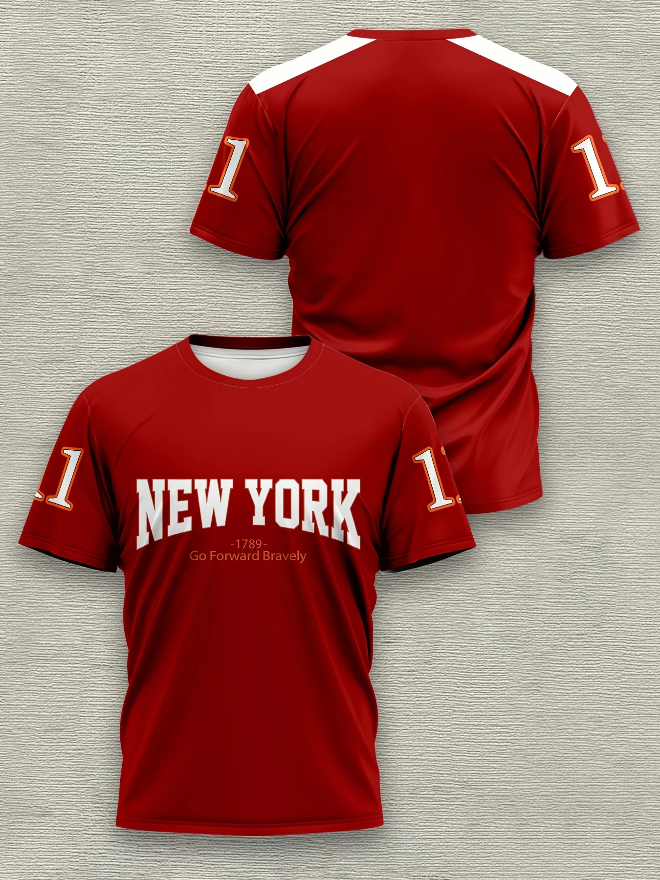 Men'S Casual Crew Neck T-Shirt,100% Polyester Knit Fabric,3D Print New York Graphic Tee,Slight Stretch,Regular image 4