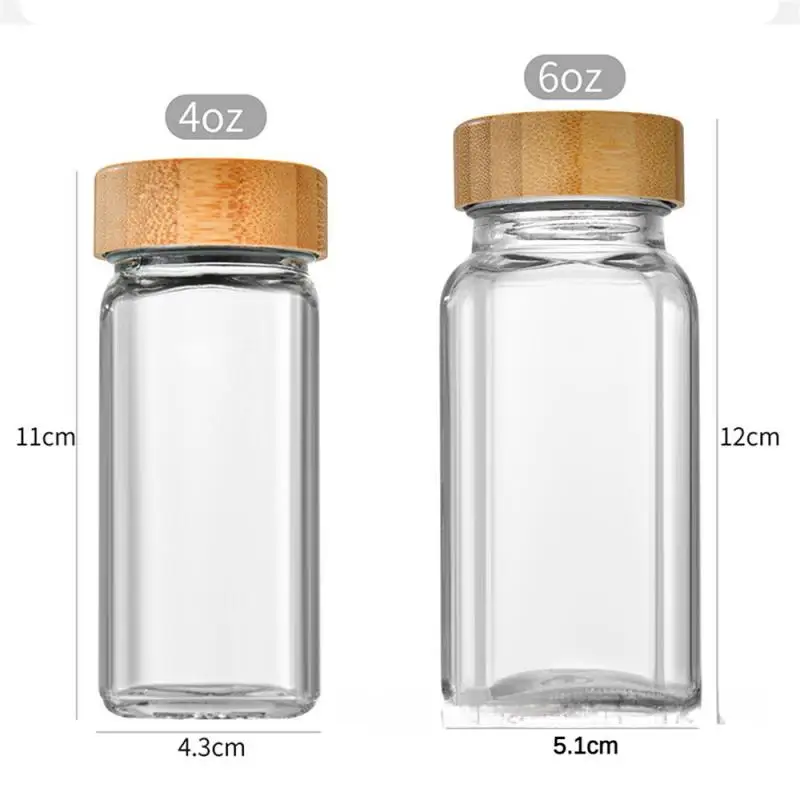 Glass Spice Jars with Bamboo Lid Spice Seasoning Containers Salt Pepper Shakers Spice Organizer Kitchen Spice Jar Set