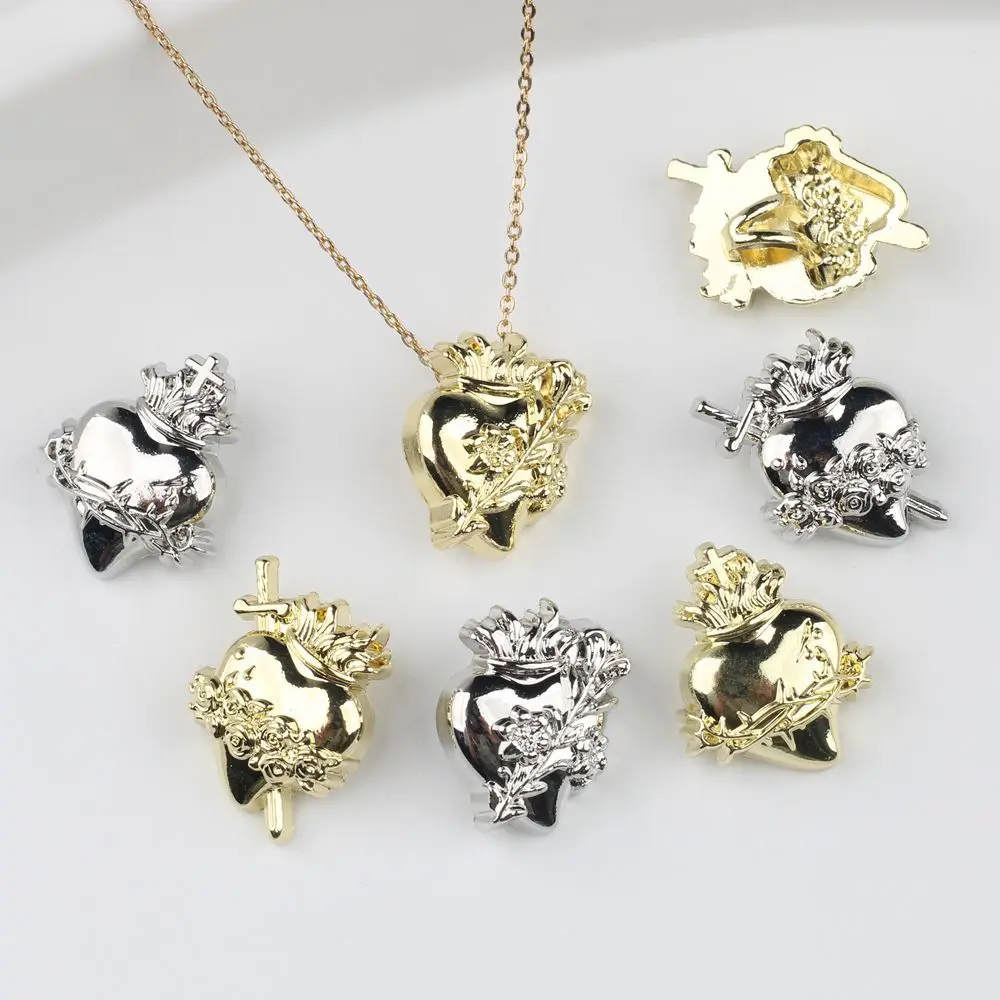 10pcs/lot Zinc Alloy One-arrow Piercing Pendant Button Charms DIY Necklace Bracelet Earrings Accessories