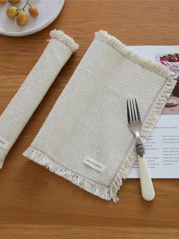 

Ins Sle Rough Cotton Tablecloth with Frayed s Nordic Baund Cloth for Food Photoaphy Bloggers Dining Pad White