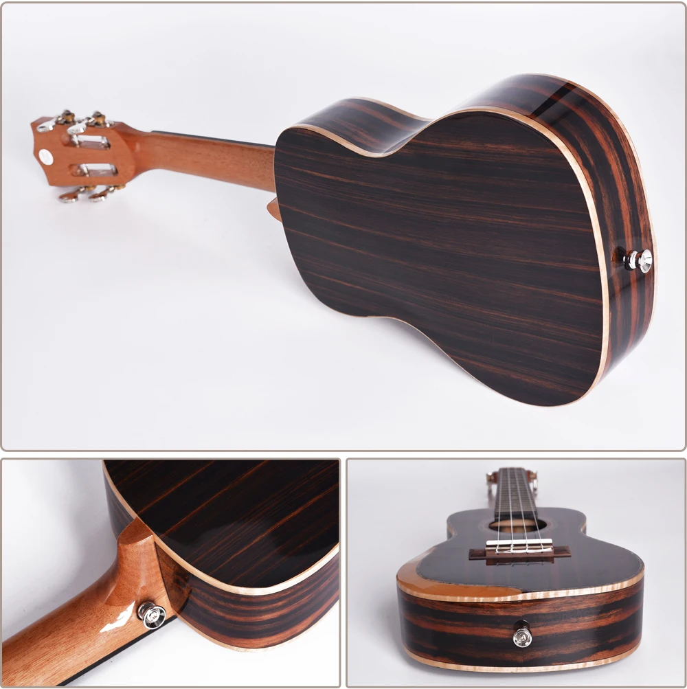 High Grade Hawaii Handmade Ebony Ukulele with Armrest