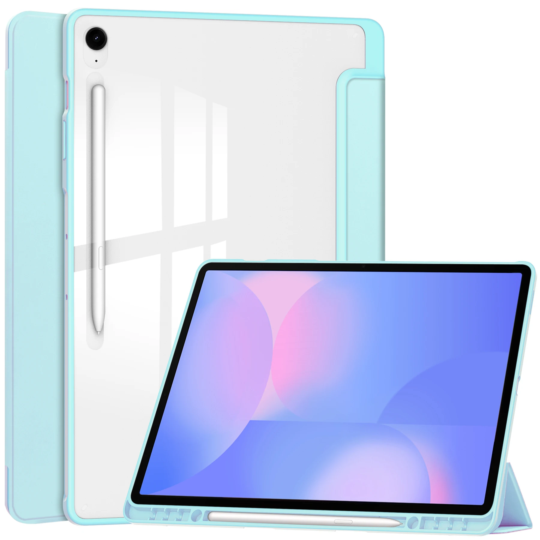 Leather case For Samsung Galaxy Tab S10 FE Plus(Model Sm-x620/Sm-x626b) Transparent Back Tablets Case With Pen Location