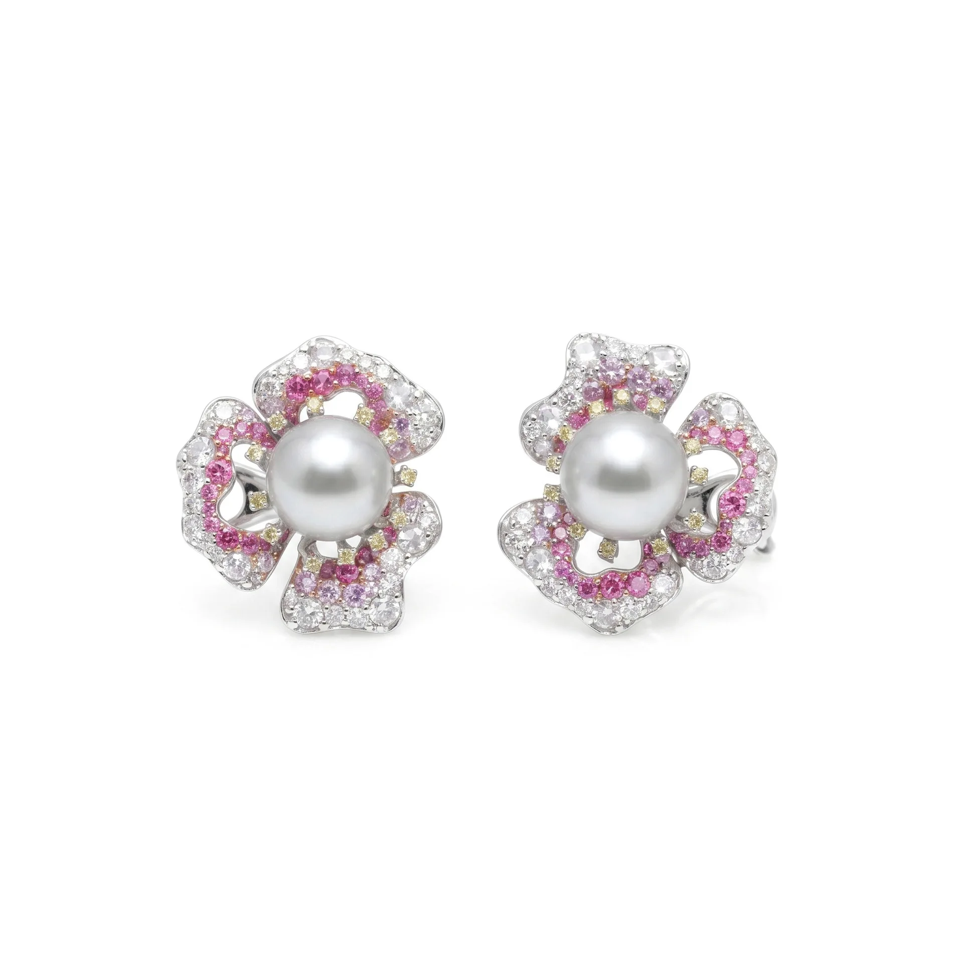 

Floral Design 10mm Round Cut Artificial Pearl Romantic Flower Stud Earrings for Women Daily Wedding 925 Sterling Silver Jewelry