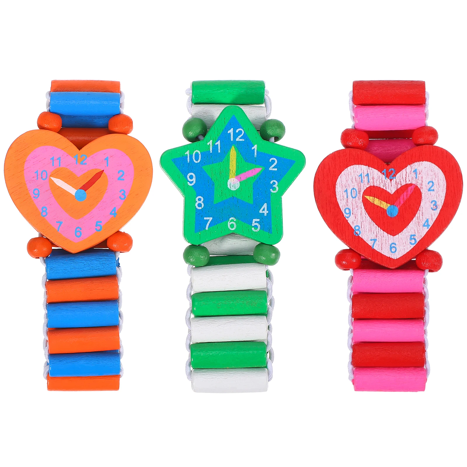 3pcs Wood Watch Toys Kids Cartoon Ristwatches Simulation Wooden Wristwatches Quartz Ladies Toddler Safe Environmental