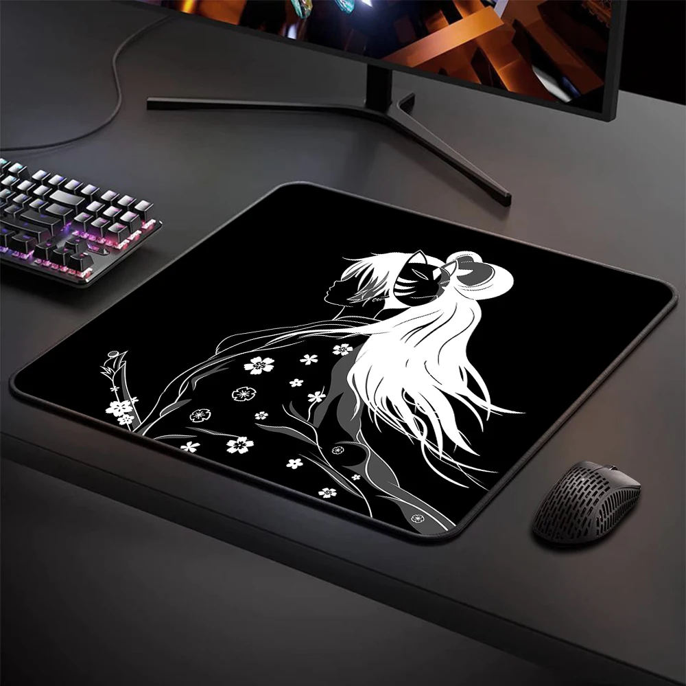 

Premium Gaming Mouse Pad Japanese Samurai Girls Speed Mouse Mat E-Sports Keyboard Mousepad Gamer Locking Edge Art Keyboard Mat