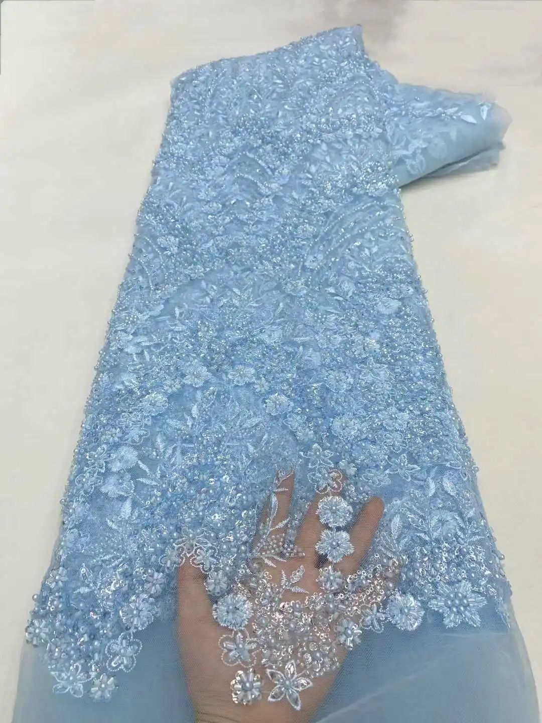 Роскошная африканская кружевная ткань, французская сетка с блестками, бусины, ткань 2025 г., высокое качество, вышитое кружево, тюль, нигерийский