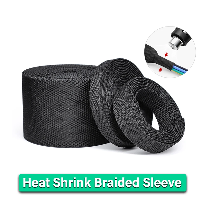 

Heat Shrink Braided Cable Sleeve 6~100mm Insulation Flam Retardant Wire Wrap Sheath Protection PET Auto Line Organizer