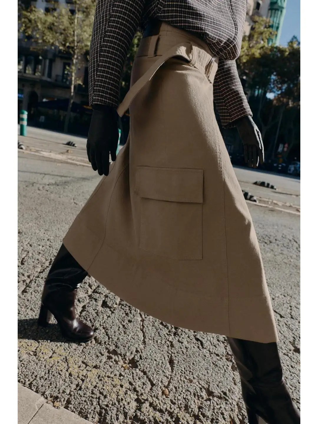 Ropa de trabajo informal Retro, falda Midi con cinturón, doble botonadura, dobladillo acampanado, mezcla de algodón de cintura alta, Otoño Invierno, recién llegado